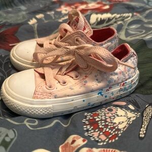 Converse Kids Pink Sneakers with Blue and White Splatter